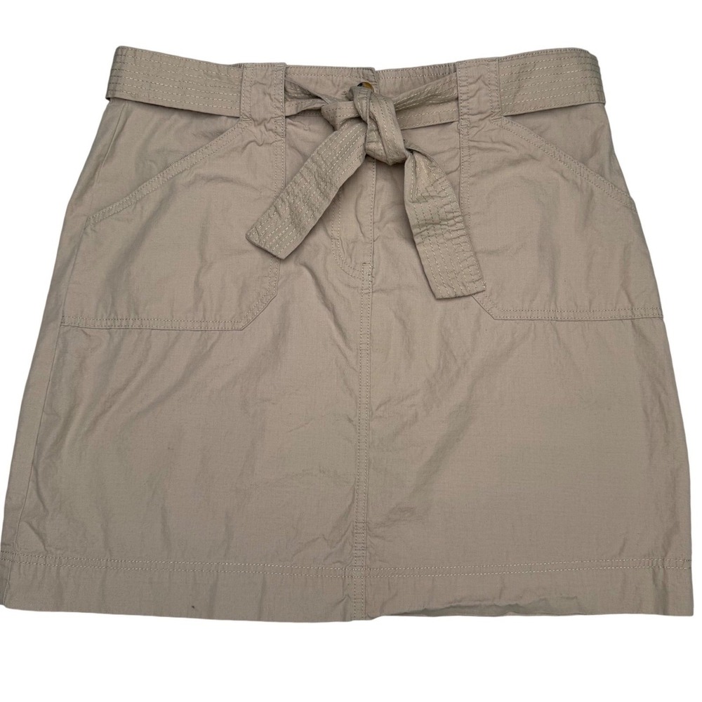 Arie‎ Ariella Cargo Mini Skirt Khaki Cotton Belted Front Pockets Tennis Prep XL